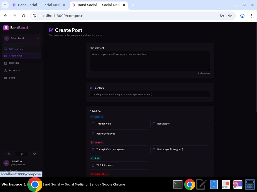 Band Social post composer
