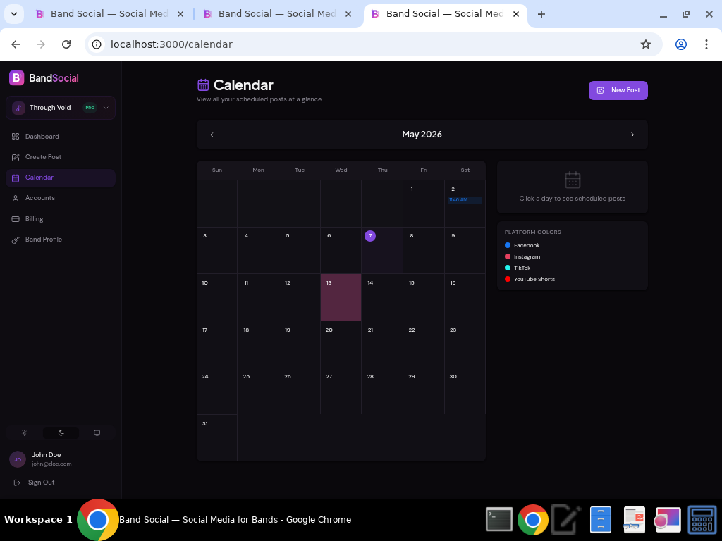 Band Social visual calendar