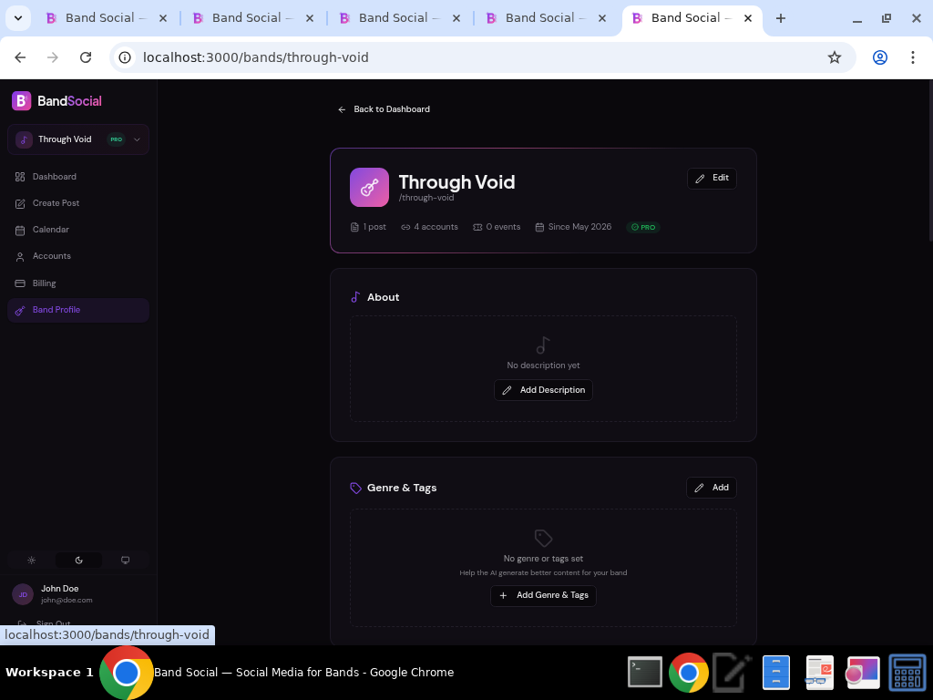 Band profile on Band Social
