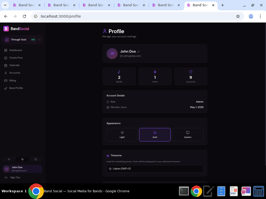 User profile page